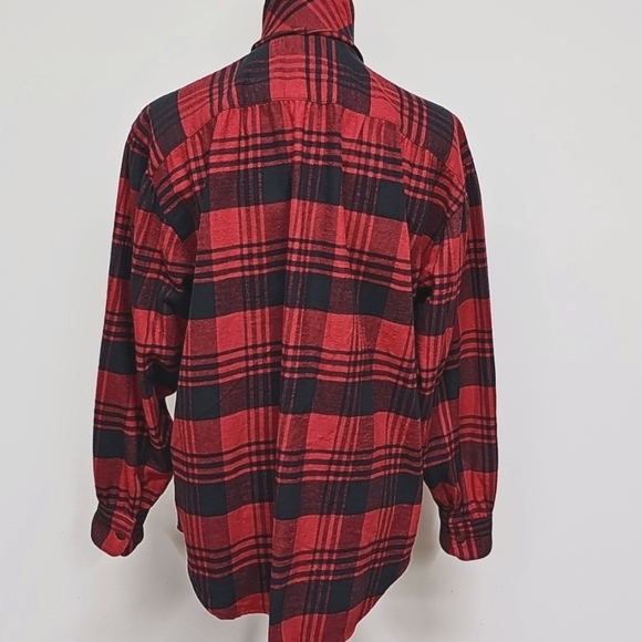 Vtg Ralph Lauren Country Plaid Flannel Button Up Shirt, Size L, Red & Black - Picture 6 of 11